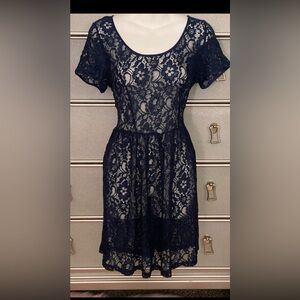 Maison Jules | Dresses | Elegant Navy Lace Dress | Poshmark